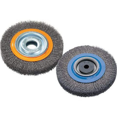 WALTER Surface Technologies - 8" OD, 1-1/4" Arbor Hole, Crimped Steel Wheel Brush - 1" Face Width, 0.0118" Filament Diam, 4,500 RPM - Exact Tool & Supply