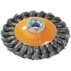 WALTER Surface Technologies - 7" Diam, 5/8-11 Threaded Arbor, Steel Fill Cup Brush - 0.02 Wire Diam, 10,000 Max RPM - Exact Tool & Supply