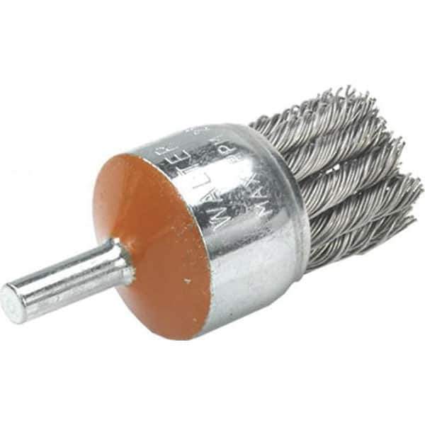 WALTER Surface Technologies - 1-1/8" Brush Diam, Knotted, End Brush - 1/4" Diam Shank, 25,000 Max RPM - Exact Tool & Supply