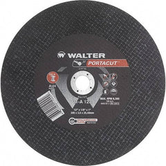 WALTER Surface Technologies - 12" 24 Grit Aluminum Oxide Cutoff Wheel - 1/8" Thick, 1" Arbor, 6,300 Max RPM, Use with Electric & Gas Powered Saws - Exact Tool & Supply
