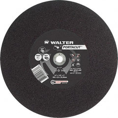 WALTER Surface Technologies - 14" 24 Grit Aluminum Oxide Cutoff Wheel - 1/8" Thick, 1" Arbor, 5,400 Max RPM, Use with Electric & Gas Powered Saws - Exact Tool & Supply