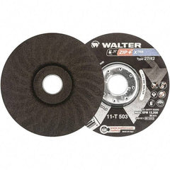 WALTER Surface Technologies - 46 Grit, 5" Wheel Diam, 1/16" Wheel Thickness, 7/8" Arbor Hole, Type 27 Depressed Center Wheel - Aluminum Oxide, Resinoid Bond, 12,200 Max RPM - Exact Tool & Supply