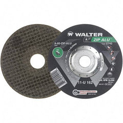 WALTER Surface Technologies - 60 Grit, 6" Wheel Diam, 3/64" Wheel Thickness, 7/8" Arbor Hole, Type 27 Depressed Center Wheel - Aluminum Oxide, Resinoid Bond, 10,200 Max RPM - Exact Tool & Supply