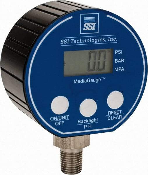 SSI Technologies - 3" Dial, 1/4 Thread, 0-3,000 Scale Range, Pressure Gauge - Lower Connection Mount, Accurate to 0.0025% of Scale - Exact Tool & Supply