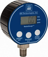 SSI Technologies - 3" Dial, 1/4 Thread, 0-2,000 Scale Range, Pressure Gauge - Lower Connection Mount, Accurate to 0.0025% of Scale - Exact Tool & Supply