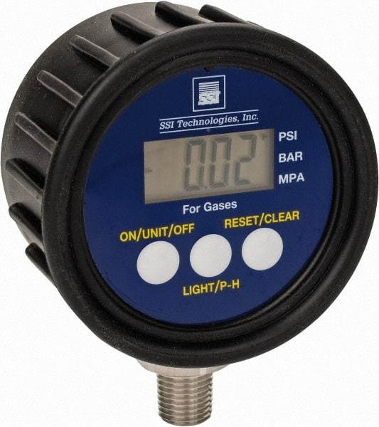 SSI Technologies - 2-1/2" Dial, 1/4 Thread, 0-100 Scale Range, Pressure Gauge - Lower Connection Mount, Accurate to 1% of Scale - Exact Tool & Supply