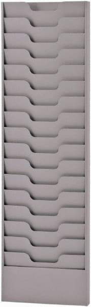 Sandusky Atlantic - 13-9/16" Wide x 2-3/16" Deep x 45-5/8" High, 16 Compartments, Steel Literature Holder - Platinum, 12-5/8" Compartment Width x 3/4" Compartment Depth x 6-3/4" Compartment Height - Exact Tool & Supply