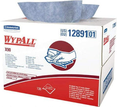 WypAll - X90 Dry Shop Towel/Industrial Wipes - Brag Box/Double Top Box, 16-3/4" x 11" Sheet Size, Blue - Exact Tool & Supply