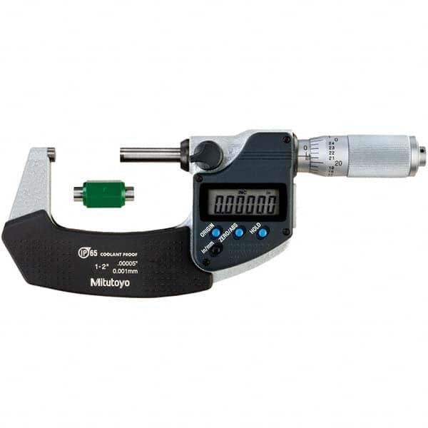 Mitutoyo - Electronic Outside Micrometers Type: Coolant-proof Minimum Measurement (Decimal Inch): 1.0000 - Exact Tool & Supply