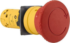 Schneider Electric - 22mm Mount Hole, Extended Mushroom Head, Pushbutton Switch Only - Round, Red Pushbutton, Nonilluminated, Momentary (MO), Off, Shock and Vibration Resistant - Exact Tool & Supply