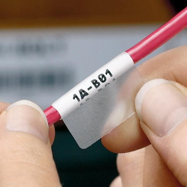 Panduit - 3/4" Wide x 1/2" Long, Clear/White Vinyl Cartridge For Self-Laminating Labels - For LS8EQ, LS8E, Hand-Held Thermal Transfer Printer - Exact Tool & Supply