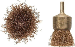 Ampco - 1" Brush Diam, Crimped, End Brush - 1/4" Diam Shank, 20,000 Max RPM - Exact Tool & Supply