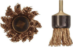 Ampco - 1" Brush Diam, Knotted, End Brush - 1/4" Diam Shank, 20,000 Max RPM - Exact Tool & Supply