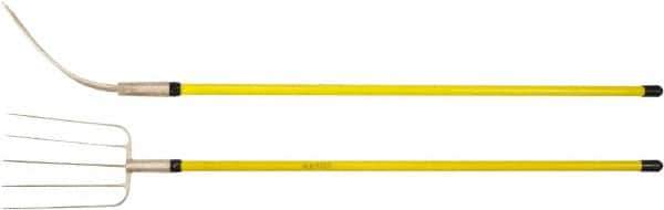 Ampco - Manure Fork with 54" Straight Fiberglass Handle - 9" Blade Width, 5 Tines, 13" Tine Length - Exact Tool & Supply