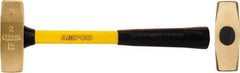 Ampco - 2 Lb Nickel Aluminum Bronze Nonsparking Double Face Machinist's Hammer - 11" OAL, 3-7/8" Head Length, Fiberglass Handle - Exact Tool & Supply