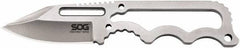 SOG Specialty Knives - 1-29/32" Long Blade, 5Cr15MoV Stainless Steel, Fine Edge, Fixed Blade Knife - 4.8" OAL, Stainless Steel Handle, Includes Hard Molded Nylon Sheath - Exact Tool & Supply