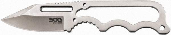 SOG Specialty Knives - 2-19/64" Long Blade, 5Cr15MoV Stainless Steel, Fine Edge, Fixed Blade Knife - 5.9" OAL, Stainless Steel Handle, Includes Hard Molded Nylon Sheath - Exact Tool & Supply