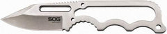 SOG Specialty Knives - 2-19/64" Long Blade, 5Cr15MoV Stainless Steel, Fine Edge, Fixed Blade Knife - 5.9" OAL, Stainless Steel Handle, Includes Hard Molded Nylon Sheath - Exact Tool & Supply