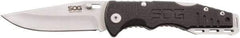 SOG Specialty Knives - 3-7/64" Blade, 7.1" OAL, Straight Clip Point Folding Knife - 4" Closed Length, G-10, 1 Blade, 1 Edge - Exact Tool & Supply