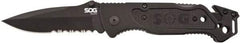 SOG Specialty Knives - 3-13/32" Blade, 8.2" OAL, Partially Serrated Clip Point Folding Knife - 4.8" Closed Length, Plastic, 1 Blade, 1 Edge - Exact Tool & Supply