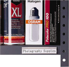 C-LINE - 7/8" Wide, Open Shelving Accessory/Component - Plastic, Clear Plastic Finish, 4" Long, Use with Files, Shelves, Bins - Exact Tool & Supply