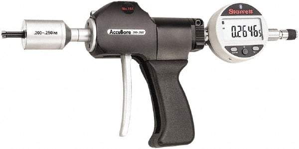 Starrett - Electronic Bore Gages Type: Pistol Grip Electronic Bore Gage Minimum Measurement (Decimal Inch): 0.2000 - Exact Tool & Supply