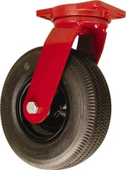 Hamilton - 12" Diam, Rubber Swivel Caster - 625 Lb Capacity, Top Plate Mount, 6-1/8" x 7-1/2" Plate, Sealed Precision Ball Bearing - Exact Tool & Supply