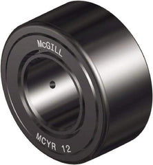 McGill - 8mm Bore, 24mm Roller Diam x 14mm Width, Steel Crowned Sealed Yoke Roller - 2,161 Lb Dynamic Load Capacity, 15mm Overall Width - Exact Tool & Supply
