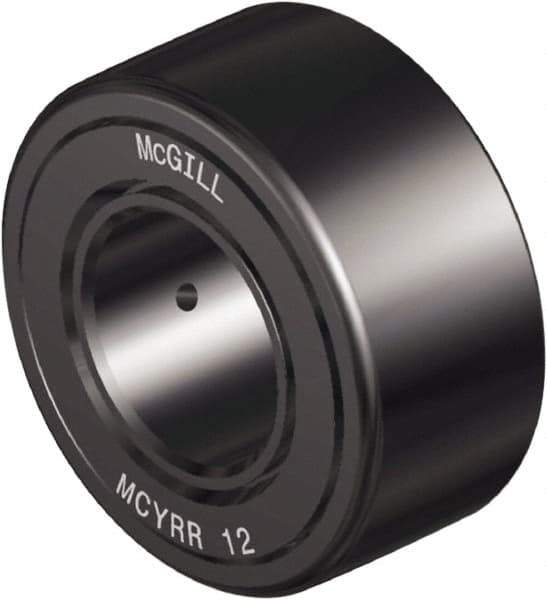 McGill - 5mm Bore, 16mm Roller Diam x 11mm Width, Steel Crowned Yoke Roller - 771 Lb Dynamic Load Capacity, 12mm Overall Width - Exact Tool & Supply