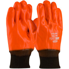 ‎58-7303 Coated Supported Gloves - Supported PVC - Foam Lined - HV Orange - Smooth - Knit Wrist - Exact Tool & Supply