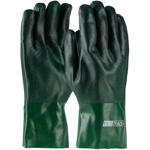 ‎58-8025DD Coated Supported Gloves - ProCoat - Supported PVC - Jersey Lined - Green - Rough Acid Fnsh - 12 Inch - Exact Tool & Supply