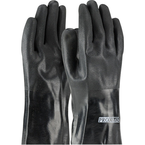 ‎58-8030DD Coated Supported Gloves - ProCoat - Supported PVC - Jersey Lined - Black - Rough Acid Fnsh - 12 Inch - Exact Tool & Supply