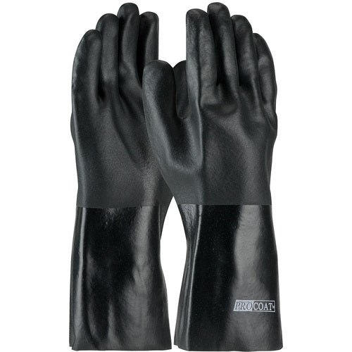 ‎58-8040DD Coated Supported Gloves - ProCoat - Supported PVC - Jersey Lined - Black - Rough Acid Fnsh - 14 Inch - Exact Tool & Supply