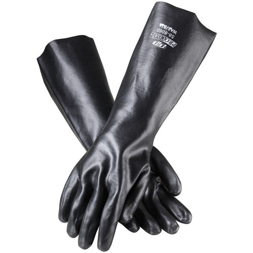 ‎58-8060 Coated Supported Gloves - ProCoat - Supported PVC - Interlock Lined - Black - Smooth Finish - 18 Inch - Exact Tool & Supply