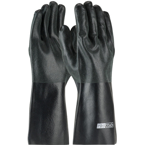 ‎58-8140DD Coated Supported Gloves - ProCoat - Supported PVC - Interlock Lined - Black - Sandy Finish - 14 Inch - Exact Tool & Supply