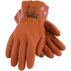 ‎58-8650/XL Coated Supported Gloves - PermFlex - Cold Resistant Supported PVC - Brown - Rough Coated - 10 Inch - Exact Tool & Supply