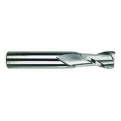 1/2 Dia. x 3 Overall Length 2-Flute .030 C/R Solid Carbide SE End Mill-Round Shank-Center Cut-Uncoated - Exact Tool & Supply