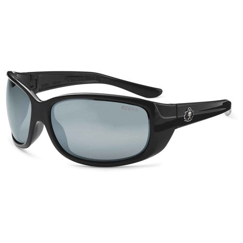 ERDA Silver Mirror Lens Black Safety Glasses - Exact Tool & Supply