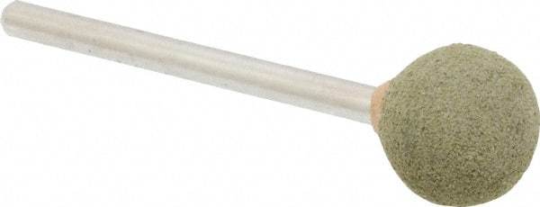 Grier Abrasives - 1/2" Max Diam x 1-3/4" Long, Ball B121, Rubberized Point - Medium Grade, Aluminum Oxide, Mounted - Exact Tool & Supply