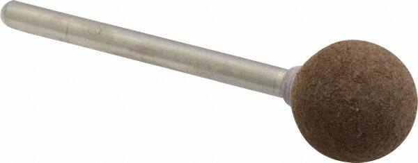 Grier Abrasives - 1/2" Max Diam x 1-3/4" Long, Ball B121, Rubberized Point - Medium Grade, Aluminum Oxide, Mounted - Exact Tool & Supply