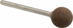 Grier Abrasives - 1/2" Max Diam x 1-3/4" Long, Ball B121, Rubberized Point - Medium Grade, Aluminum Oxide, Mounted - Exact Tool & Supply