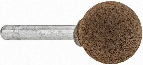 Grier Abrasives - 1" Max Diam x 2" Long, Ball A25, Rubberized Point - Coarse Grade, Aluminum Oxide, Mounted - Exact Tool & Supply