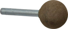 Grier Abrasives - 1" Max Diam x 2" Long, Ball A25, Rubberized Point - Medium Grade, Aluminum Oxide, Mounted - Exact Tool & Supply
