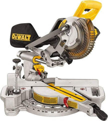 DeWALT - 4 Amp, 20 Volt, 3,750 RPM, 48° Left Single Bevel Sliding Miter Saw - 5/8" Arbor, 7-1/4" Blade Diam, Includes Battery Charger & Battery - Exact Tool & Supply