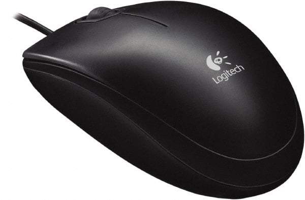 Logitech - Black Corded Mouse - Use with Mac OS X, Windows XP, Vista 7, 8 - Exact Tool & Supply