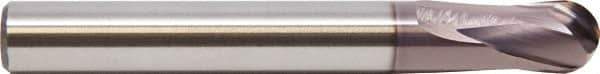 M.A. Ford - 5/16" Diam, 5/16" LOC, 2 Flute Solid Carbide Ball End Mill - ALtima 52 Finish, Single End, 3-1/8" OAL, 5/16" Shank Diam, Spiral Flute - Exact Tool & Supply