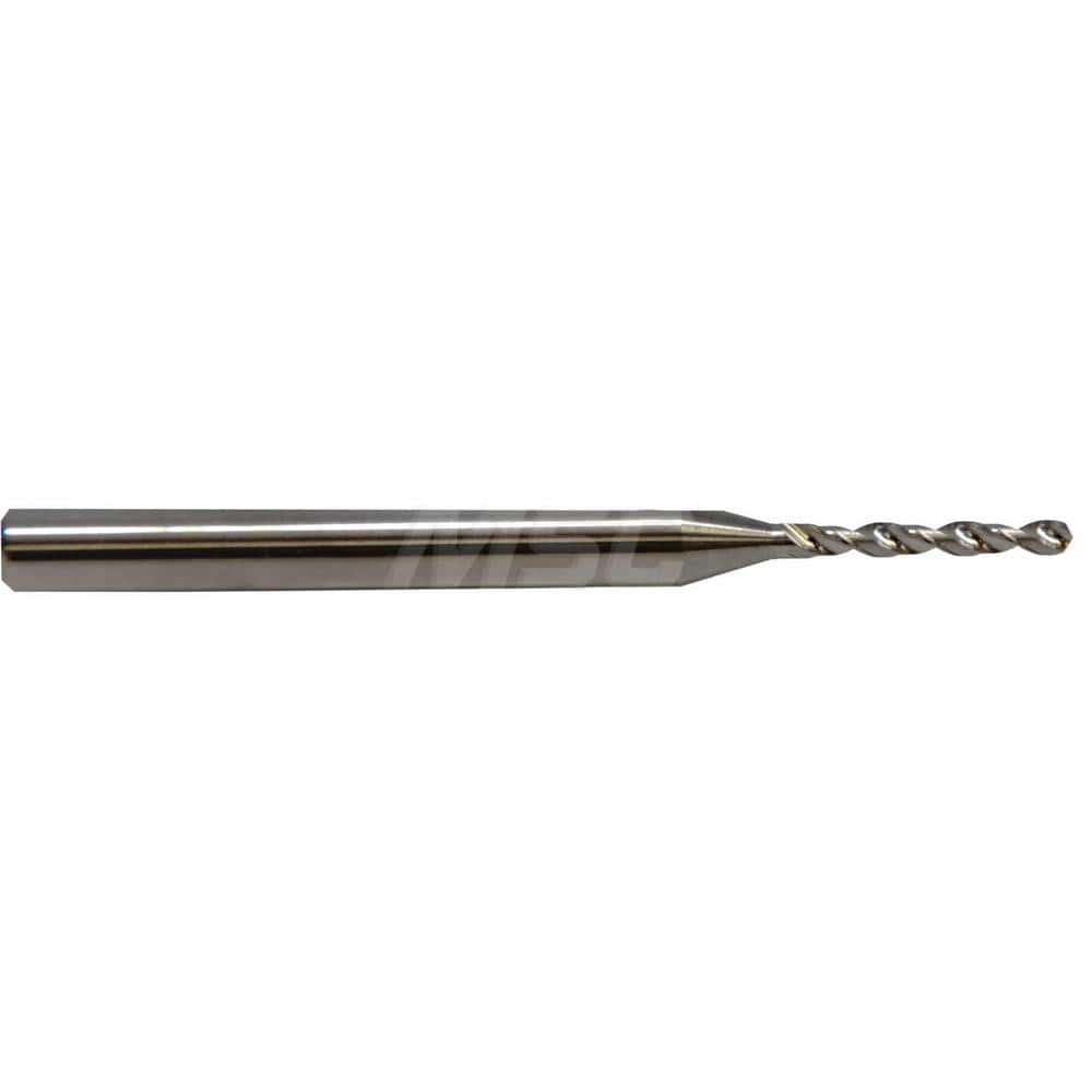 Micro Drill Bit: 0.0078″ Dia, 130 °, Solid Carbide Bright/Uncoated, RH Cut, Spiral Flute, Straight-Cylindrical Shank, Series 302