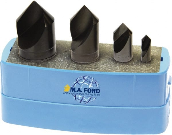 M.A. Ford - 4 Piece, 1/4 to 1" Head Diam, 82° Included Angle, Single End Countersink Set - Exact Tool & Supply