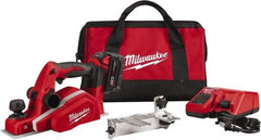 Milwaukee Tool - 18V 3-1/4" Planer - Battery, Charger, Bag and Bevel/Edge Guide, 2 Double Edge Blades Included - Exact Tool & Supply