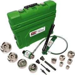 Greenlee - 18 Piece, 0.885 to 4.544" Punch Hole Diam, Power Knockout Set - Round Punch, 10 Gage Mild Steel - Exact Tool & Supply